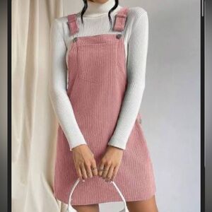Pink Corduroy Pinafore Dress